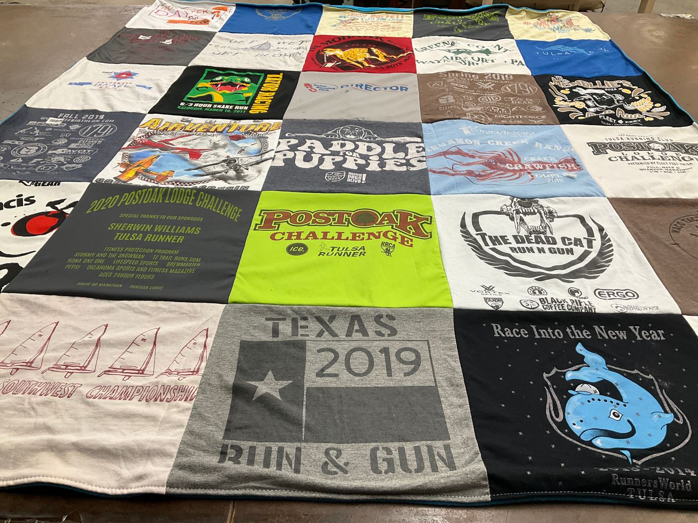 T-shirt quilt with running, fitness themes by William from TX