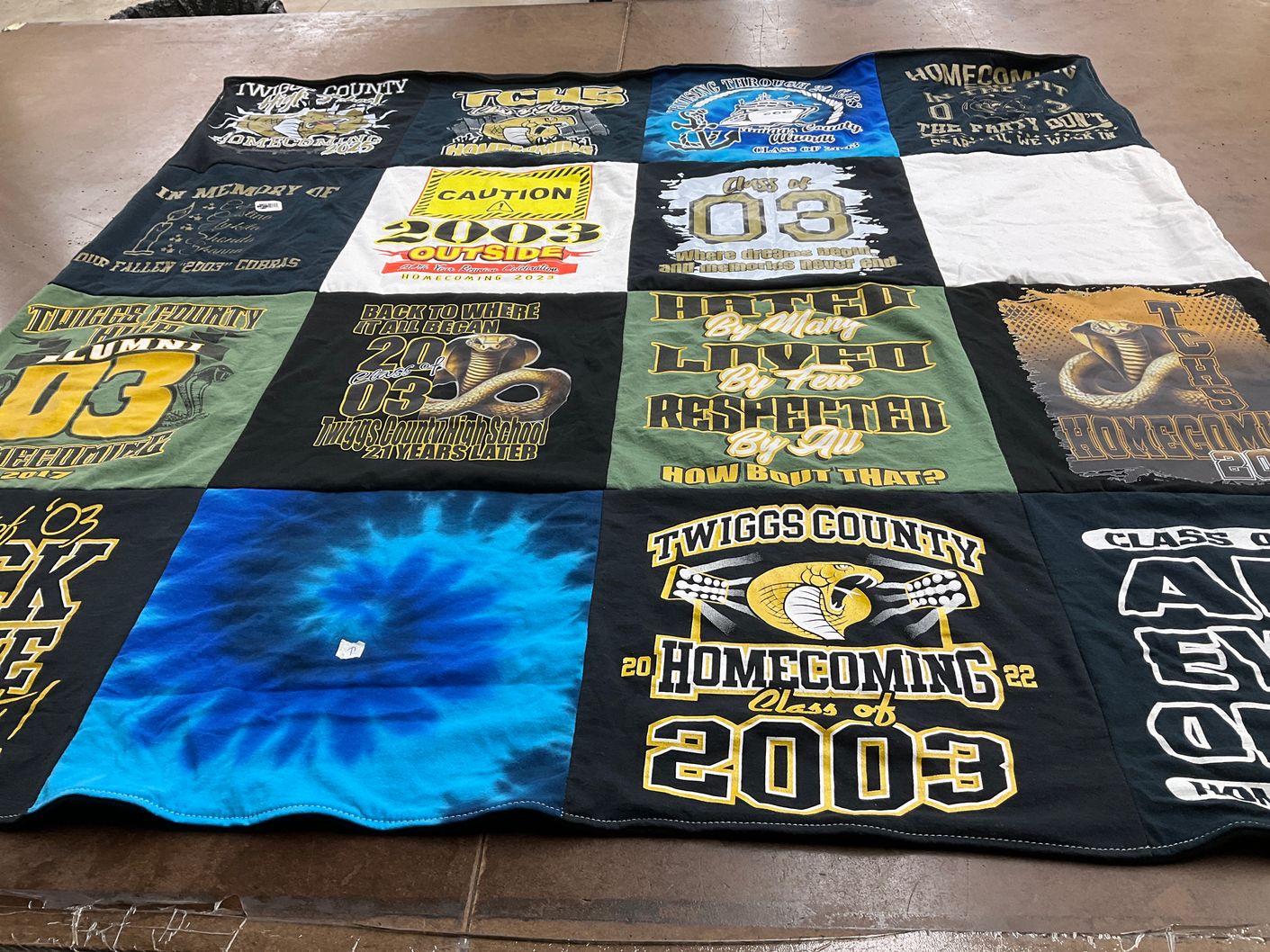 T-shirt quilt from twiggs county high school by Crystal from GA