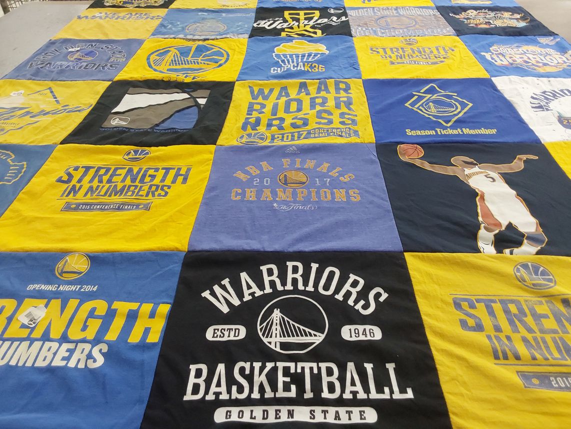 T-shirt quilt featuring golden state warriors by Amy from CA