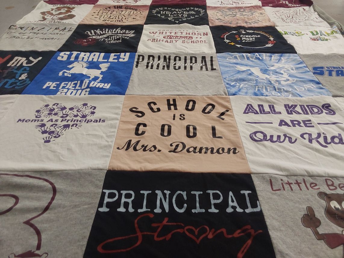 T-shirt quilt from whitethorn primary school, straley by Angela from VA