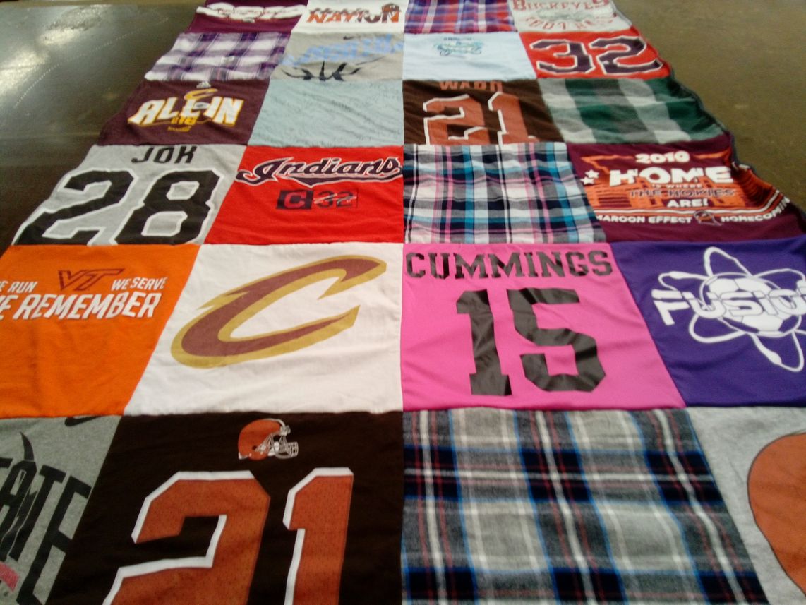 T-shirt quilt featuring cleveland browns, indians by Kimberley from OH