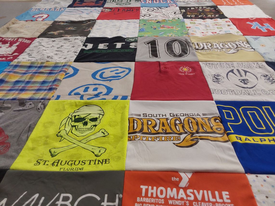 T-shirt quilt featuring south georgia dragons by Judy from FL