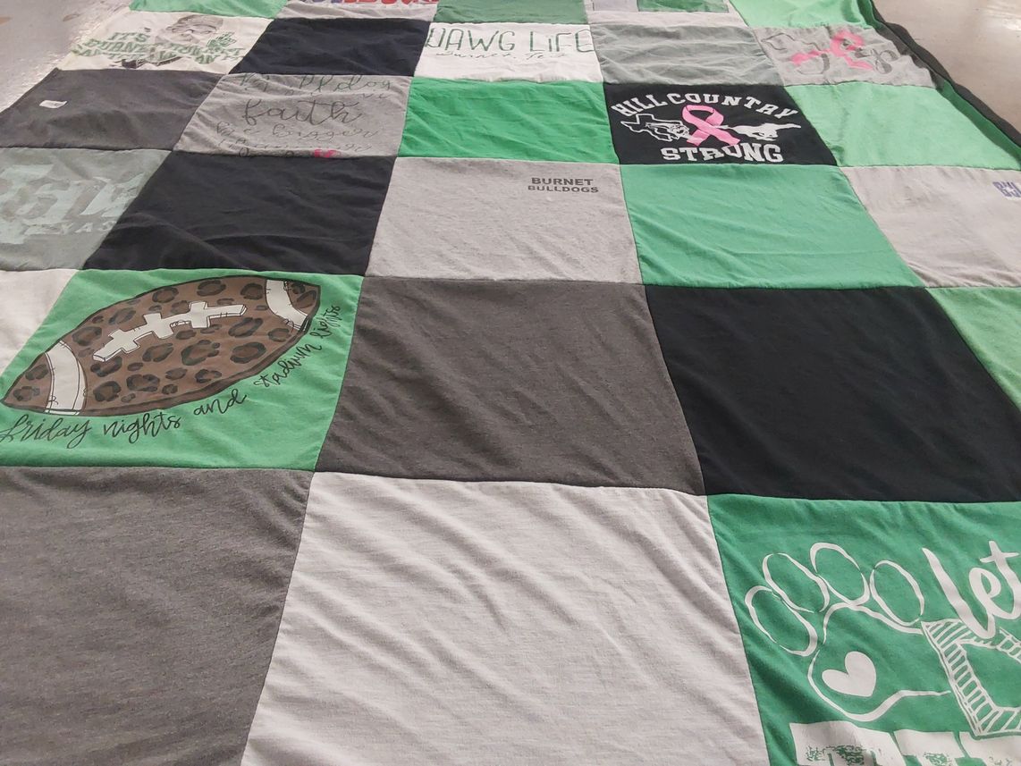 T-shirt quilt from burnet high school by Jeanni from TX