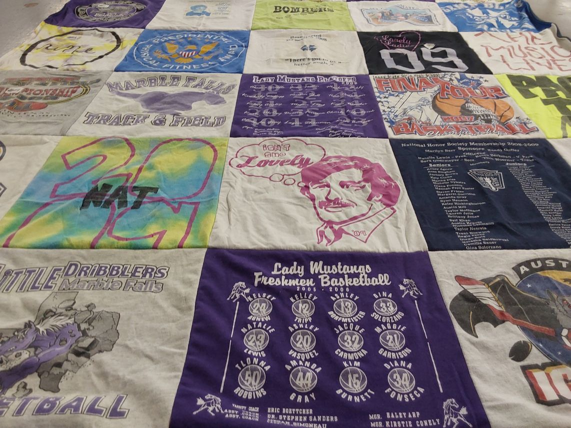 T-shirt quilt featuring lady mustangs basketball team by Polly from TX