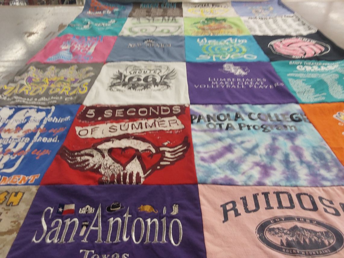 T-shirt quilt from panola college by Elizabeth from TX