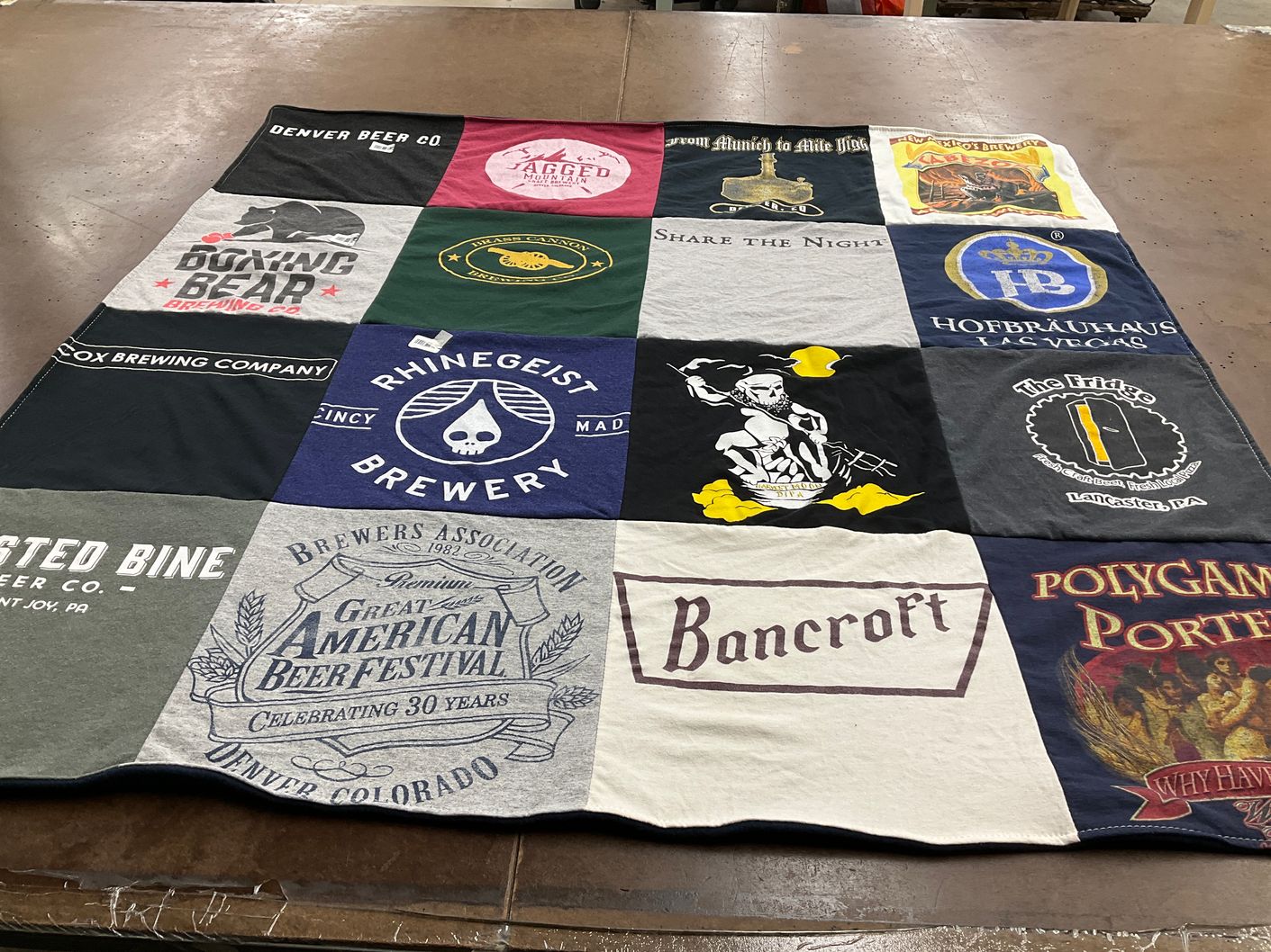 T-shirt quilt with craft beer, brewing themes by Ravi from PA