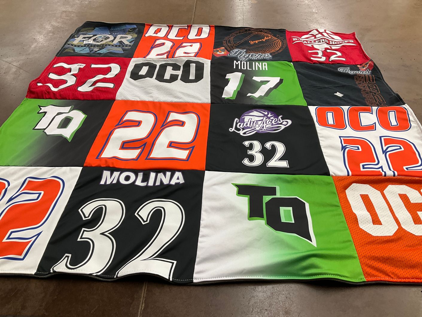 T-shirt quilt with basketball, sports themes by Georgette from CA