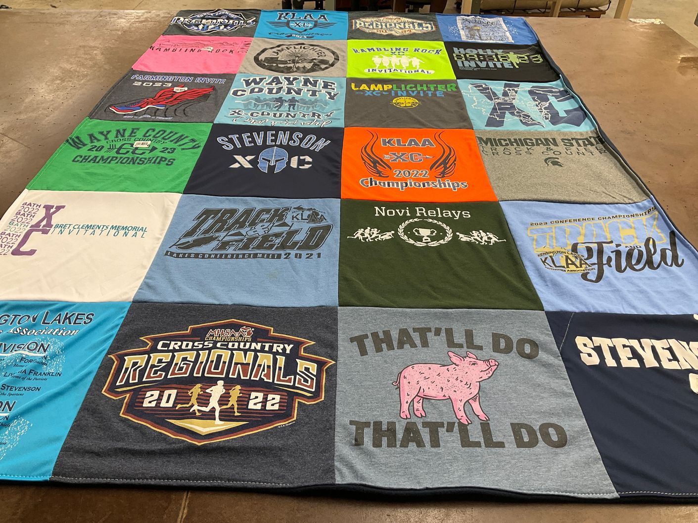 T-shirt quilt featuring michigan state university cross country by Michele from MI