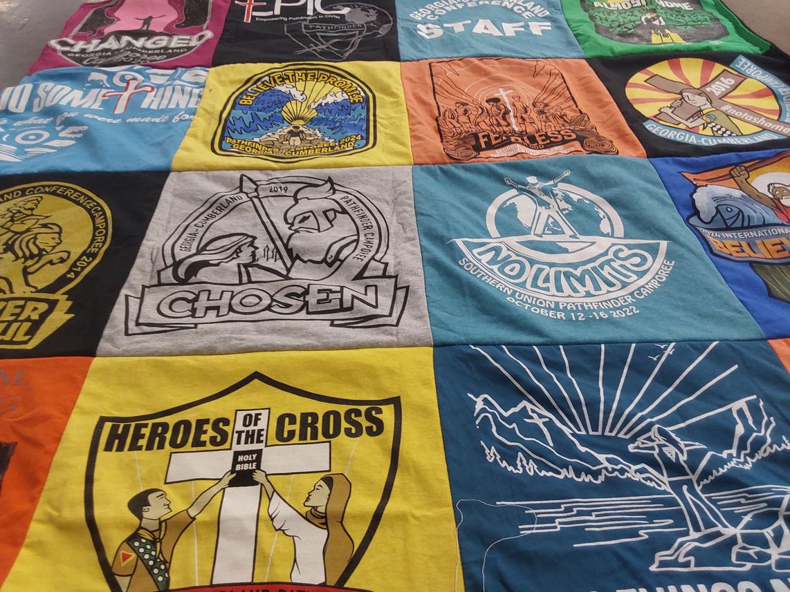 T-shirt quilt with pathfinder, youth themes by Fernando from TN