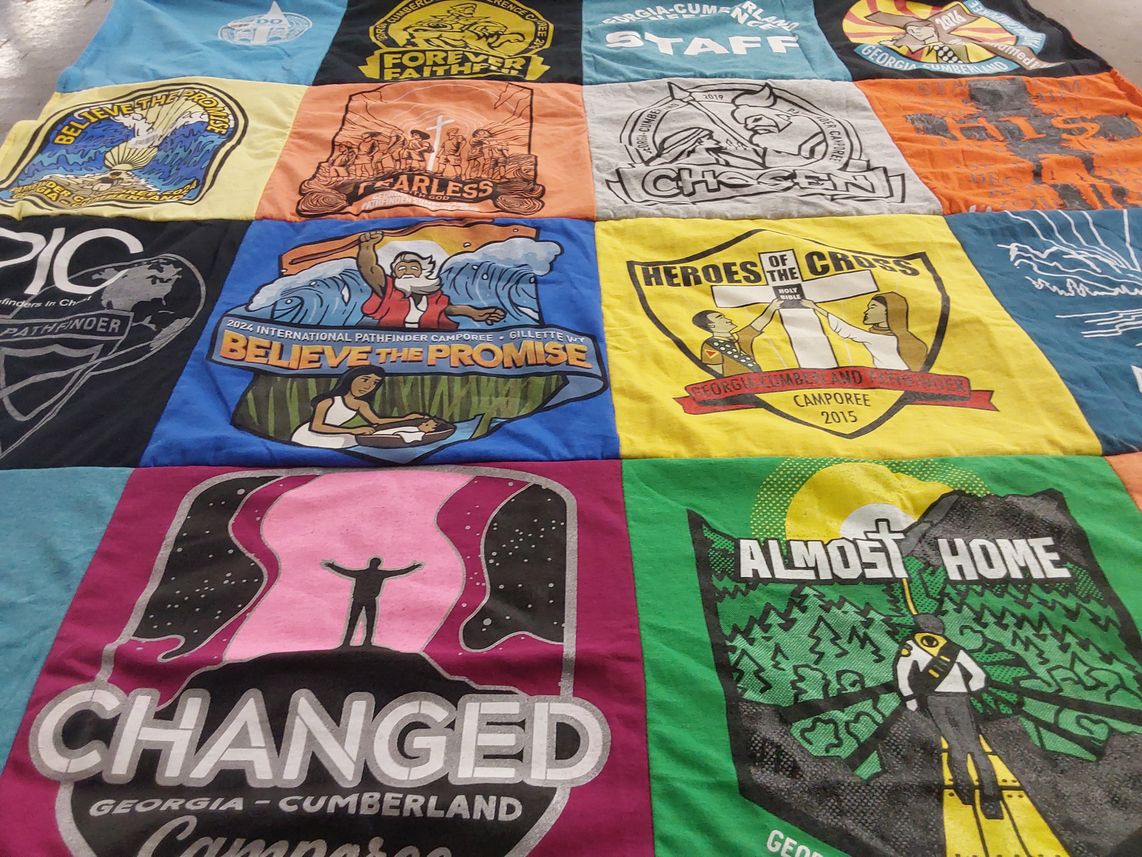 T-shirt quilt with pathfinder, faith themes by Fernando from TN