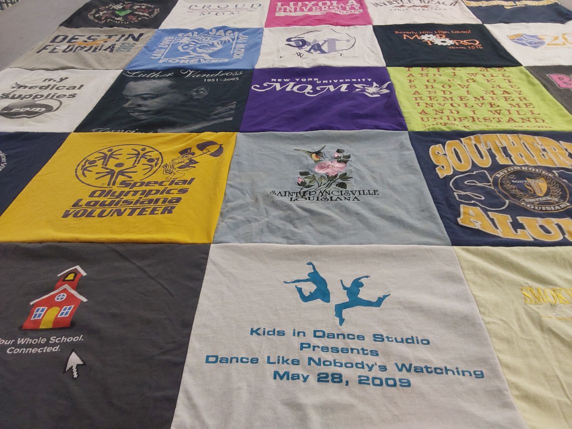 T-shirt quilt from new york university, southern university by Dyvar from LA