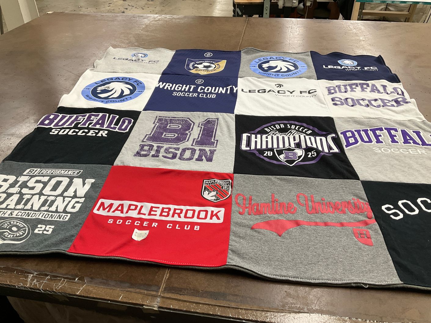 T-shirt quilt featuring buffalo soccer team, bison soccer team by Melissa from MN
