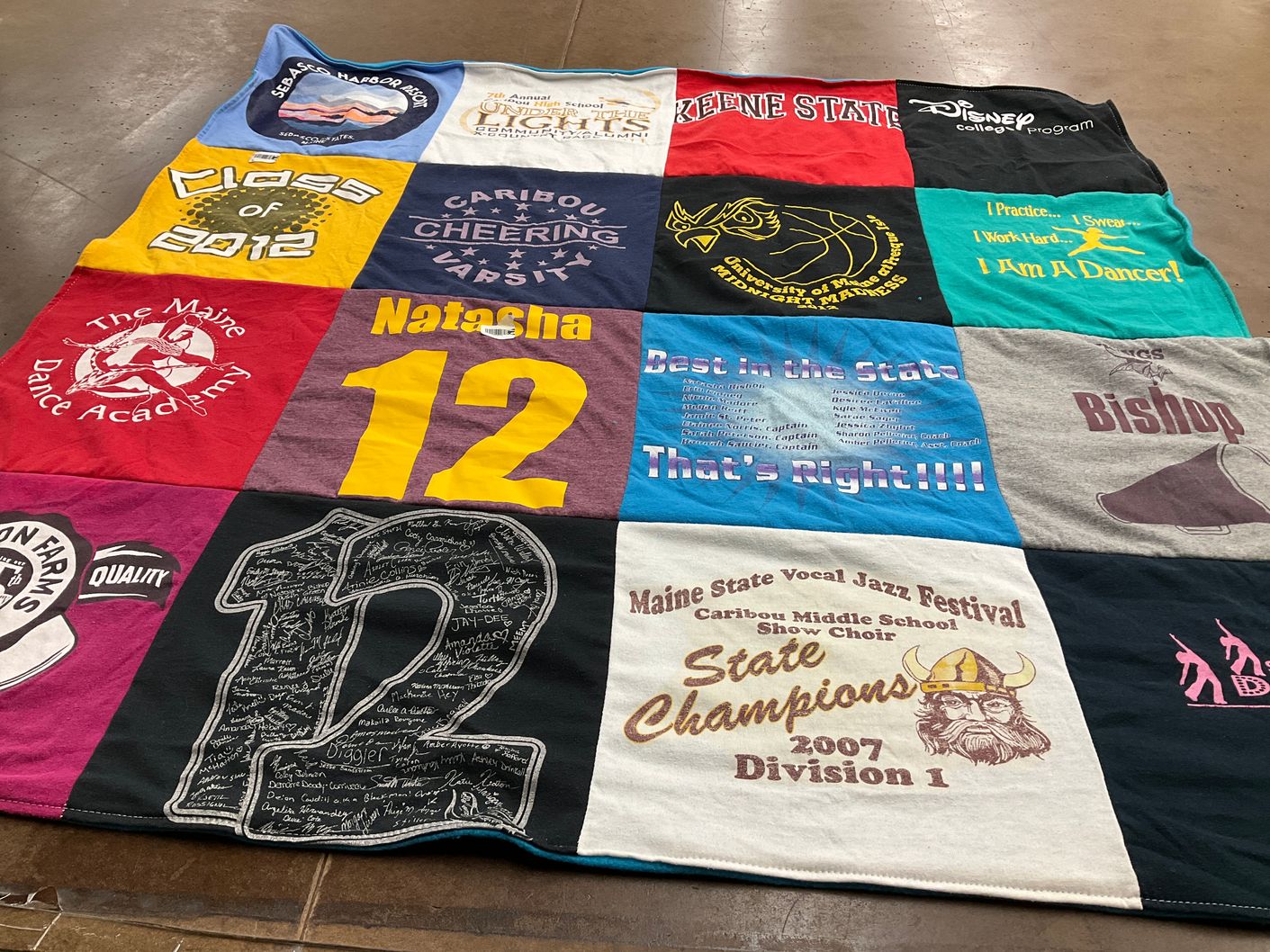 T-shirt quilt from keene state college by Sharlet from ME