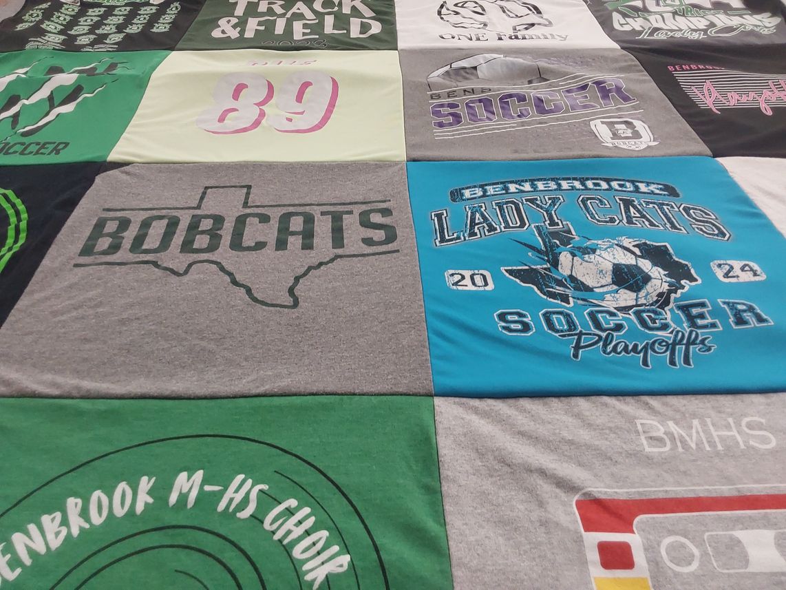 T-shirt quilt featuring benbrook lady cats soccer, benbrook bobcats by Arianna from TX