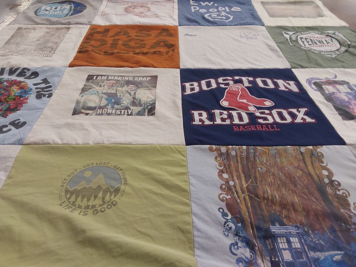 T-shirt quilt featuring boston red sox baseball by Deborah from CT