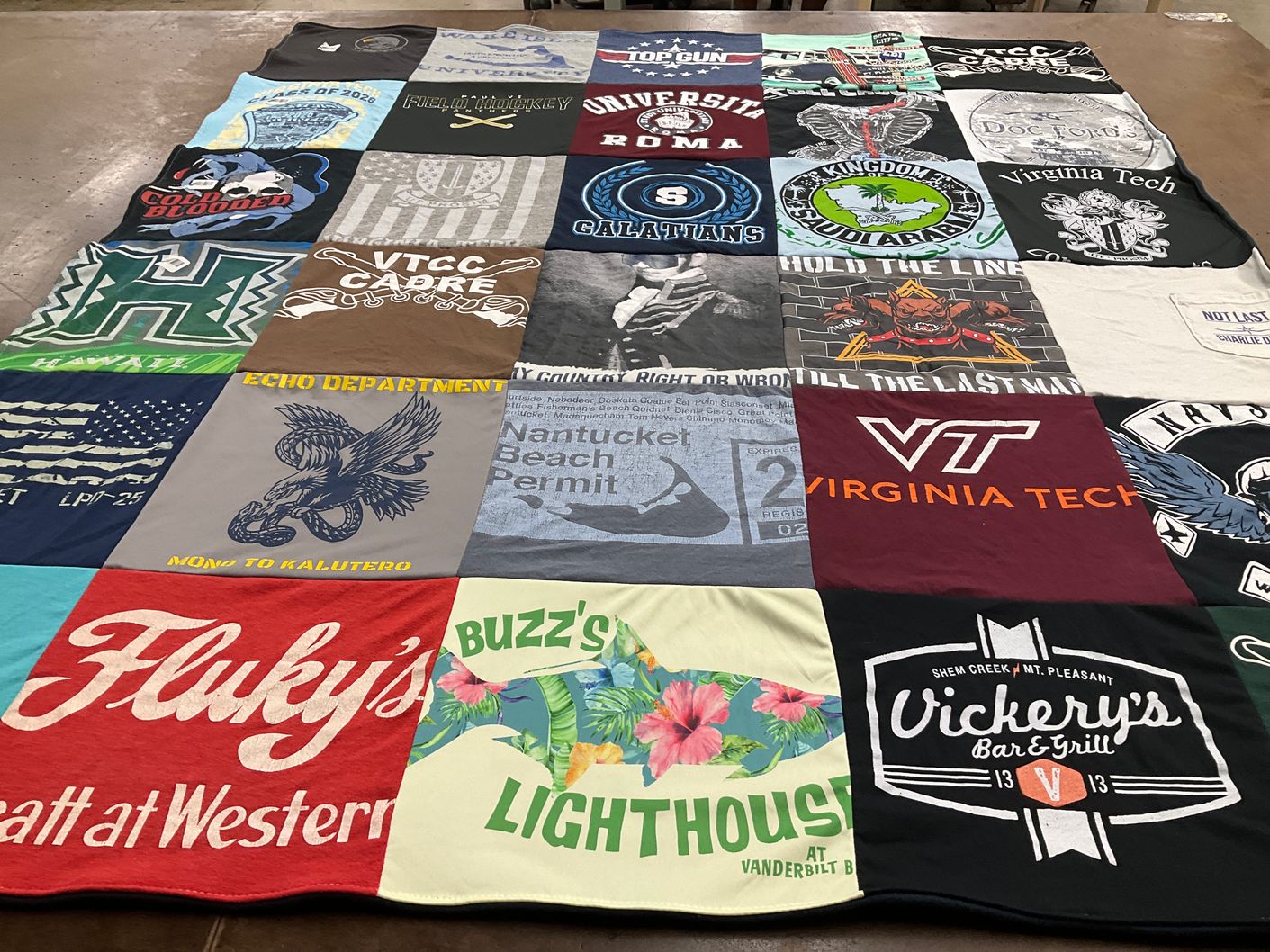 T-shirt quilt from virginia tech university, hawaii university by Mary from FL