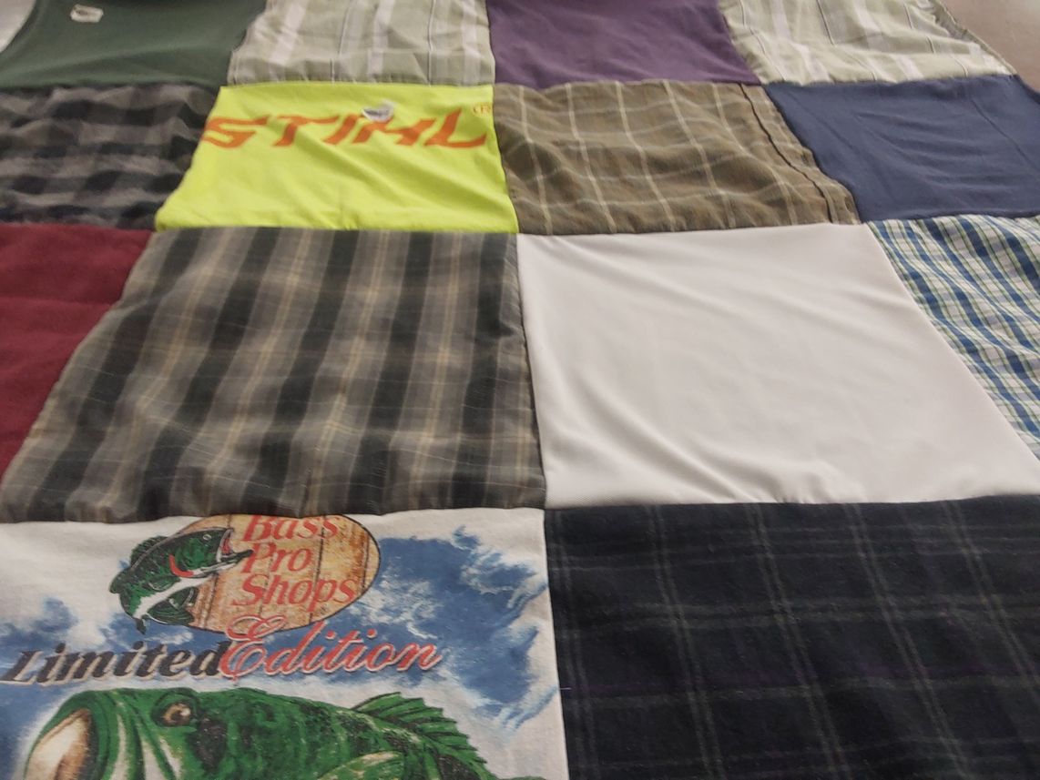 T-shirt quilt with fishing themes by Hope from NY