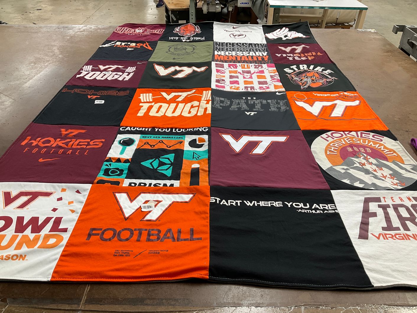 T-shirt quilt featuring virginia tech football team by Vicki from VA
