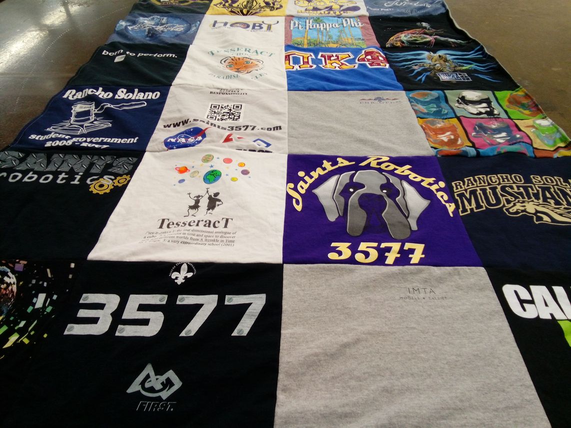 T-shirt quilt featuring saints robotics by Susan from AZ