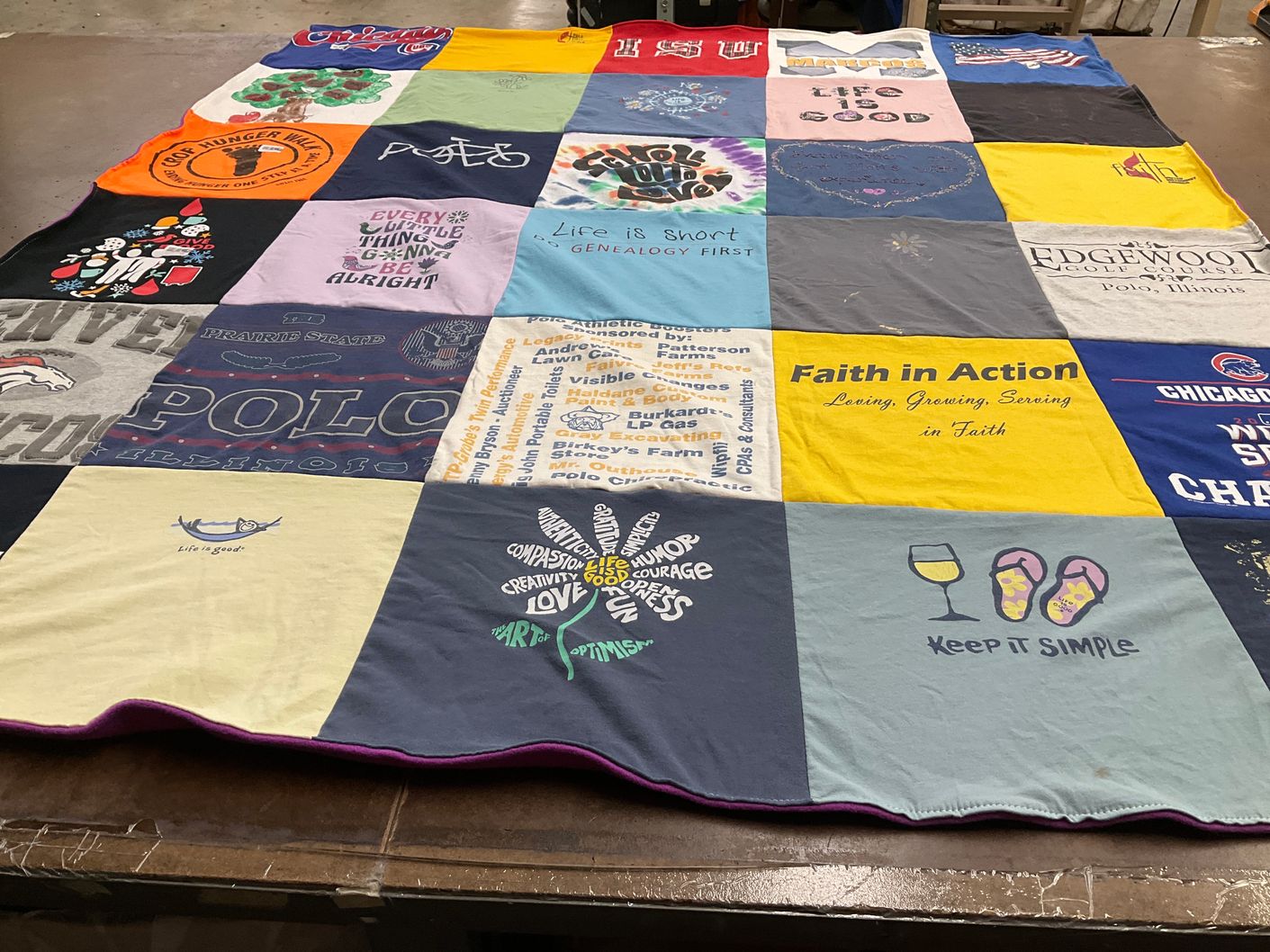 T-shirt quilt featuring chicago cubs, denver broncos by Dawn from IL