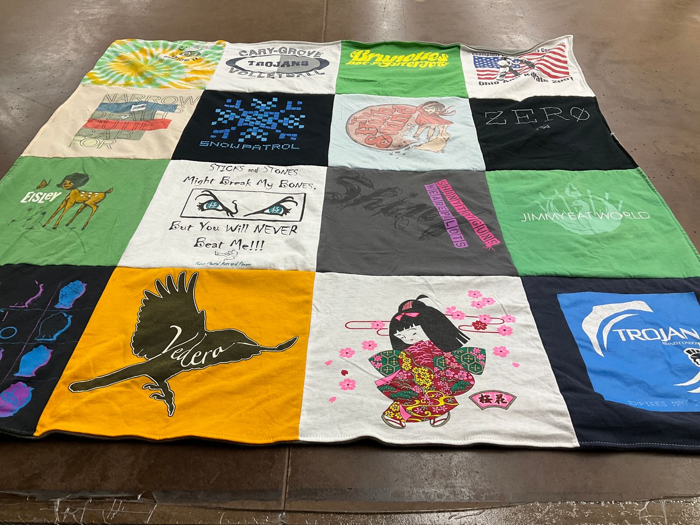 T-shirt quilt featuring cary-grove trojans by Jeanne from CA