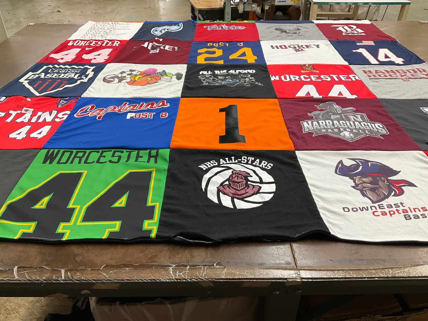 T-shirt quilt featuring worcester captains, narragaugus baseball by RENEE from ME