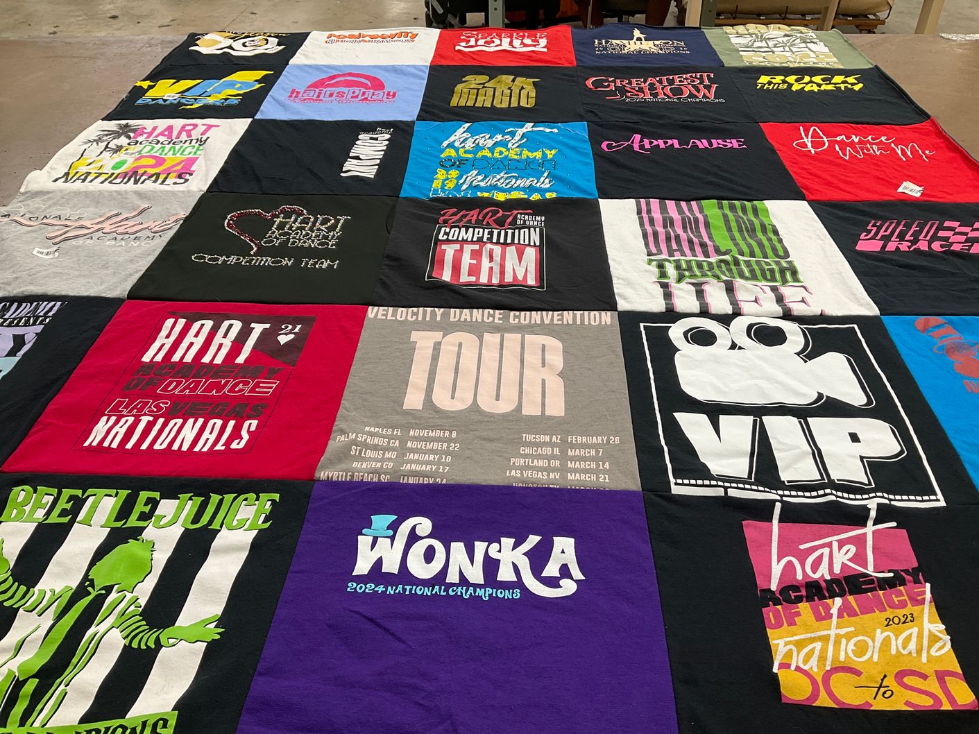 T-shirt quilt from hart academy of dance by Michelle from CA