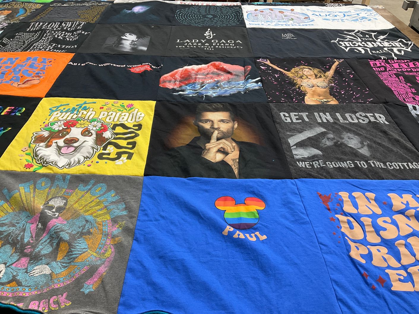 T-shirt quilt with music, disney themes by Paul from TX