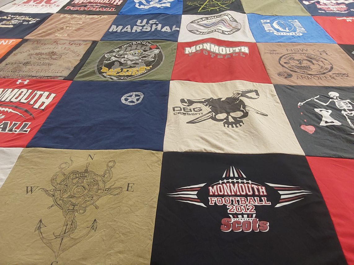 T-shirt quilt featuring monmouth college football by Autumn from IA