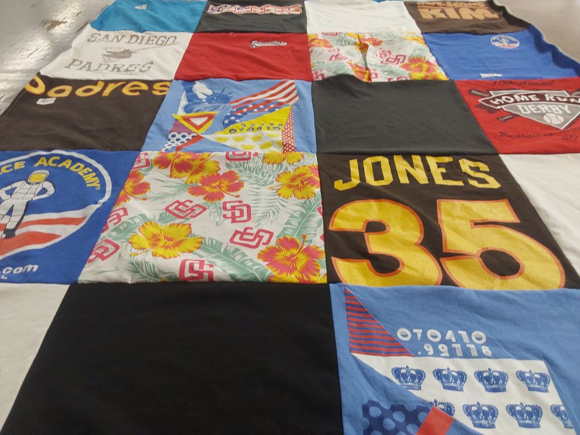 T-shirt quilt featuring san diego padres by Christopher from CA