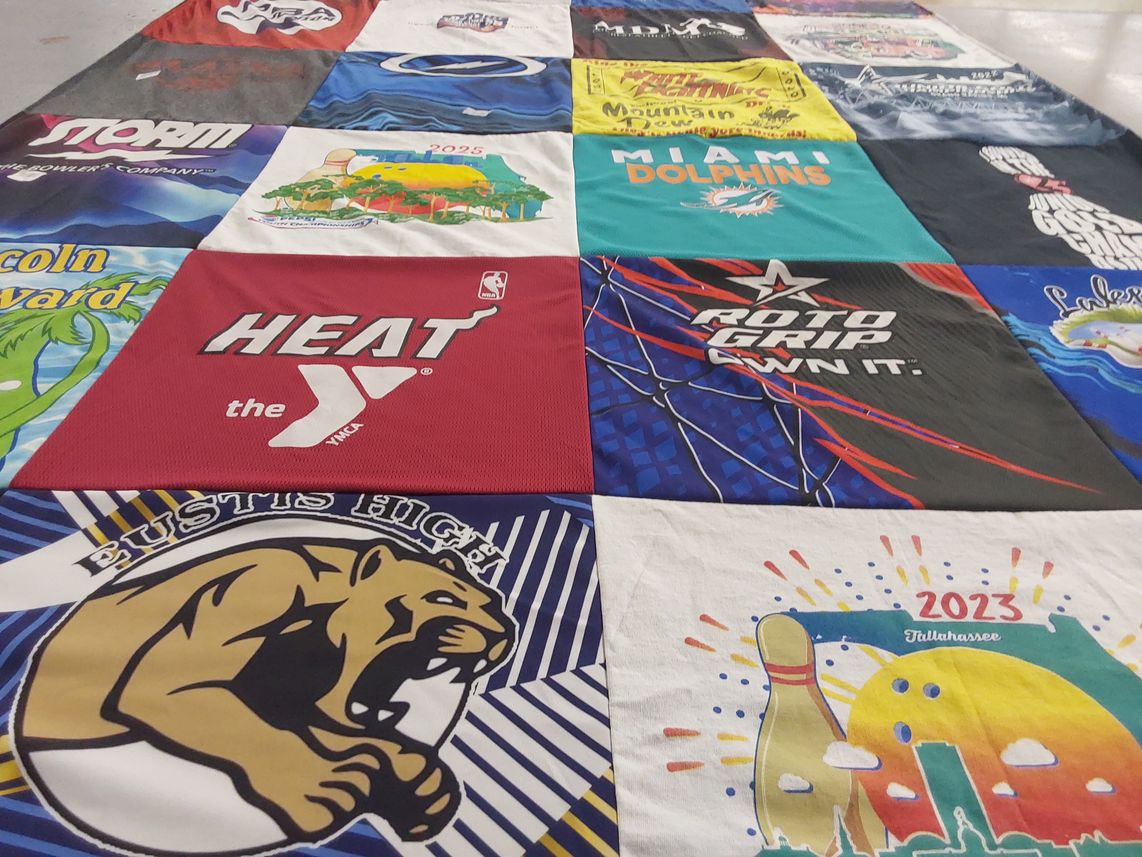 T-shirt quilt featuring miami dolphins, miami heat by Rubina from FL