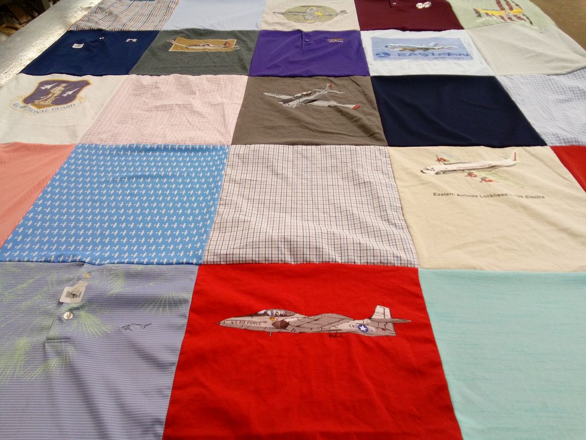 T-shirt quilt with aviation, military themes by Sheri from GA