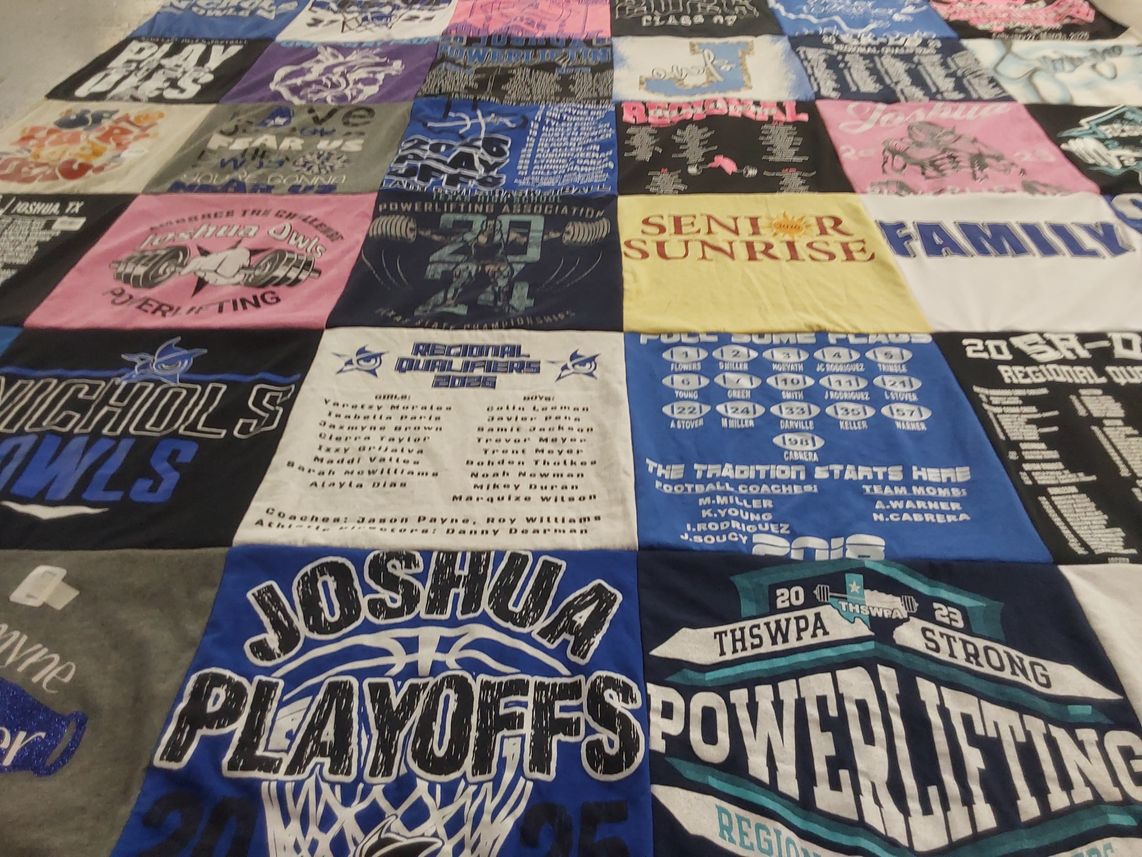 T-shirt quilt featuring owls, joshua high school by Kenya from TX
