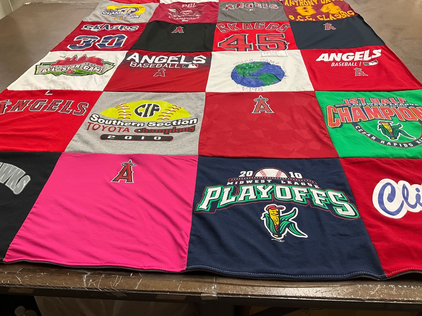 T-shirt quilt featuring los angeles angels baseball by Debbie from CA