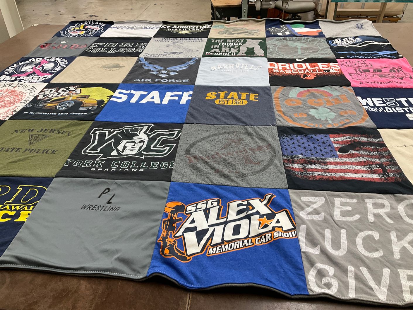 T-shirt quilt from york college by Em from MD