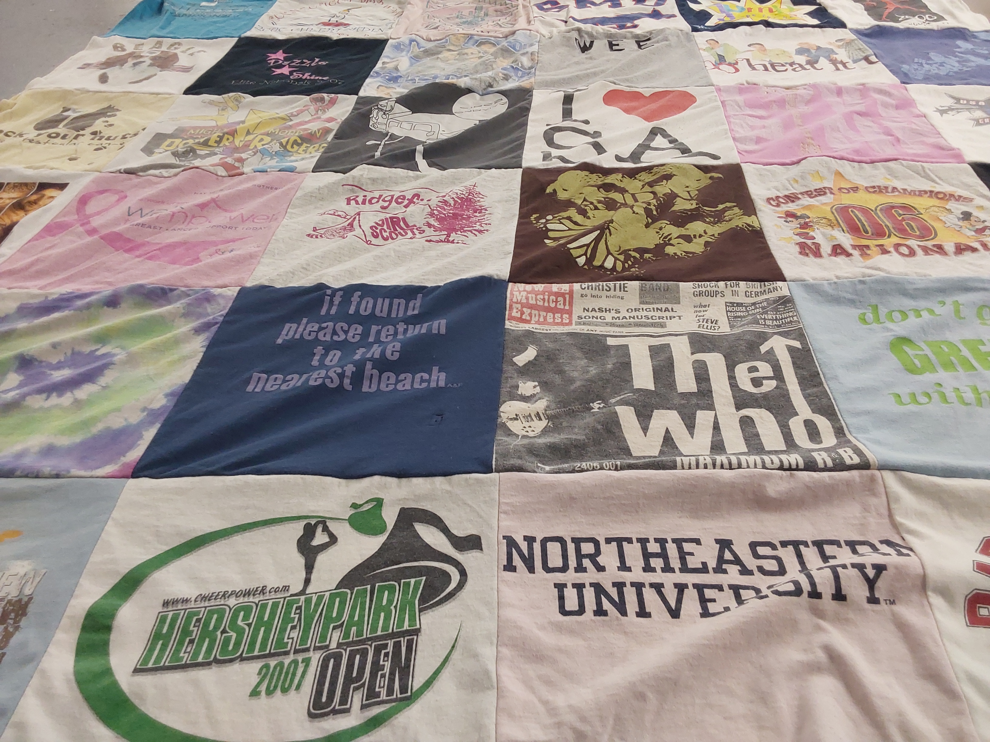 T-shirt quilt with cheerleading themes by Jacquelyn from MA
