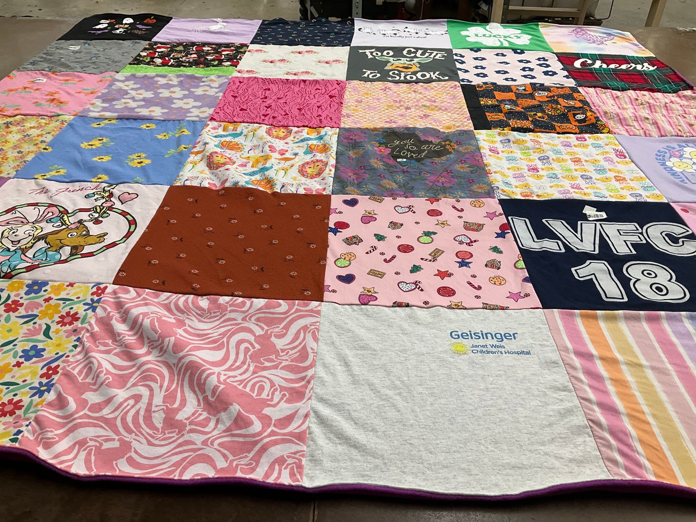 T-shirt quilt with children's healthcare, hospital themes by Phylicia from PA
