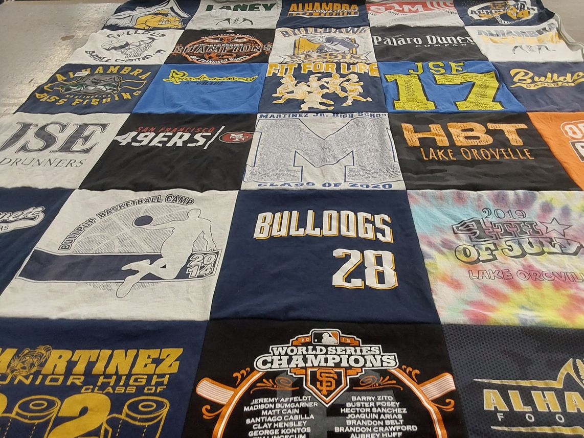 T-shirt quilt featuring san francisco 49ers, bulldogs by Amy from CA