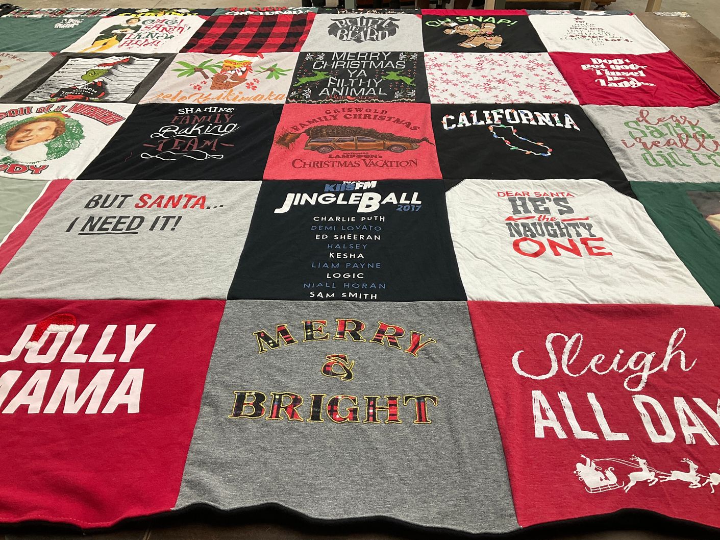 T-shirt quilt with christmas, baking themes by Amy from CA