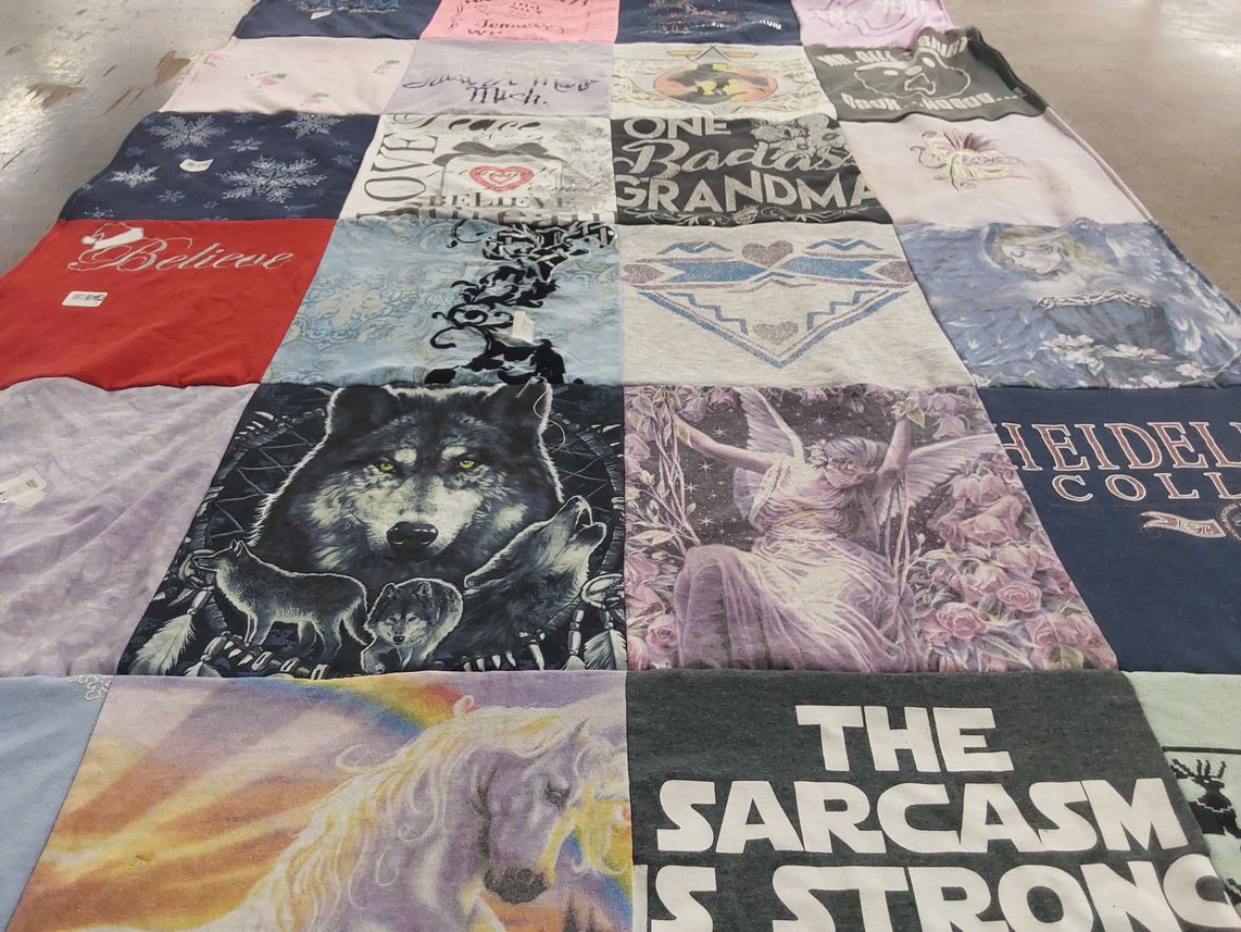 T-shirt quilt from heidelberg college by Ginger from OH