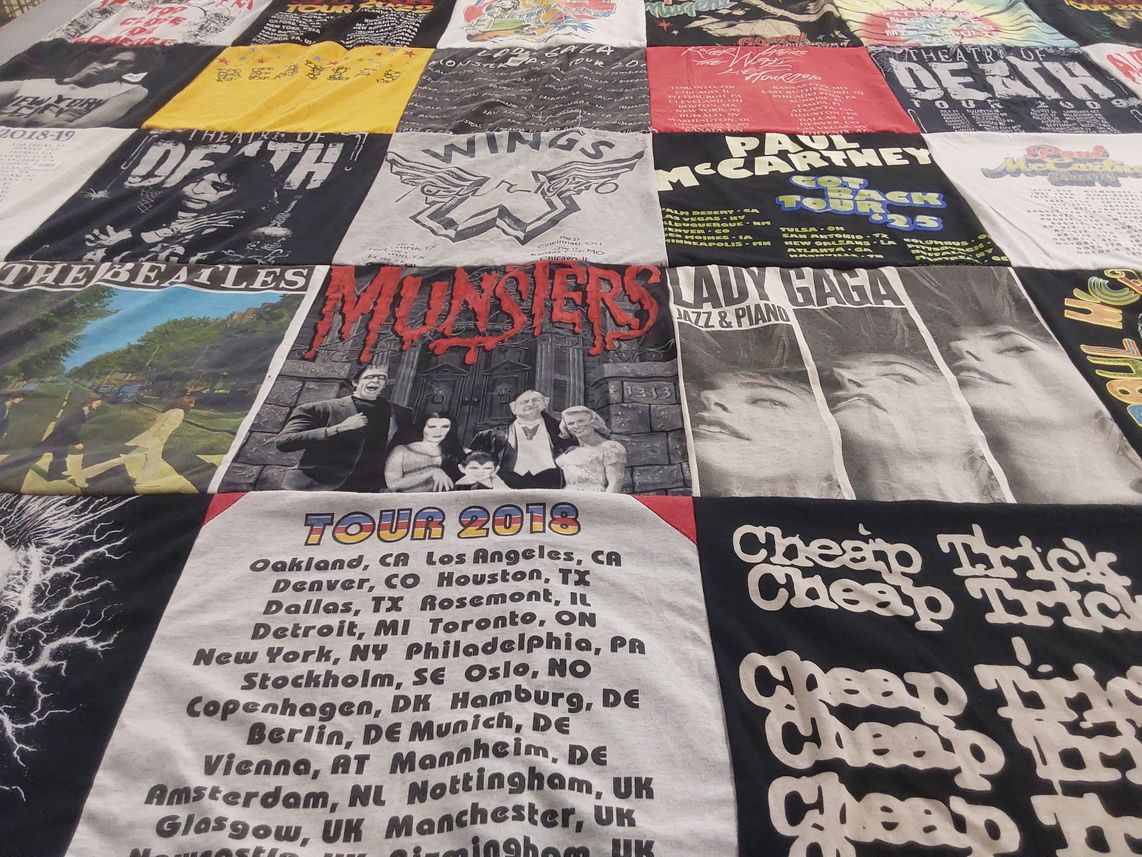 T-shirt quilt with music, concerts themes by Robert from PA