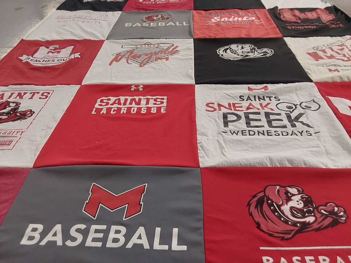 T-shirt quilt featuring maryville saints by Reagan from TN