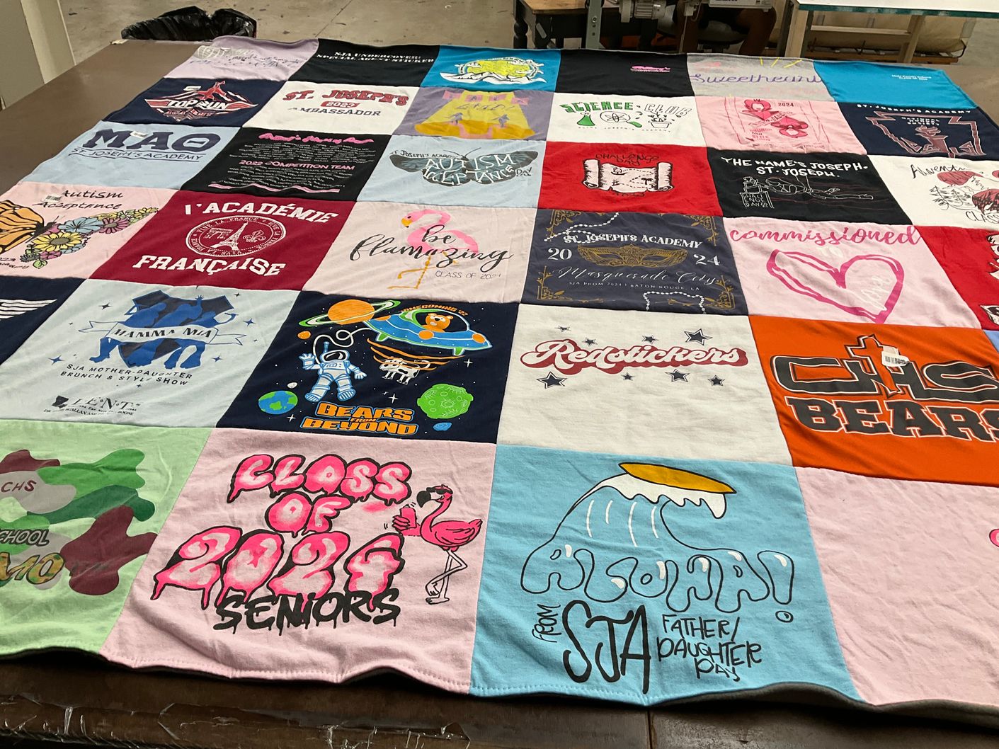 T-shirt quilt from st joseph's academy by Celeste from LA