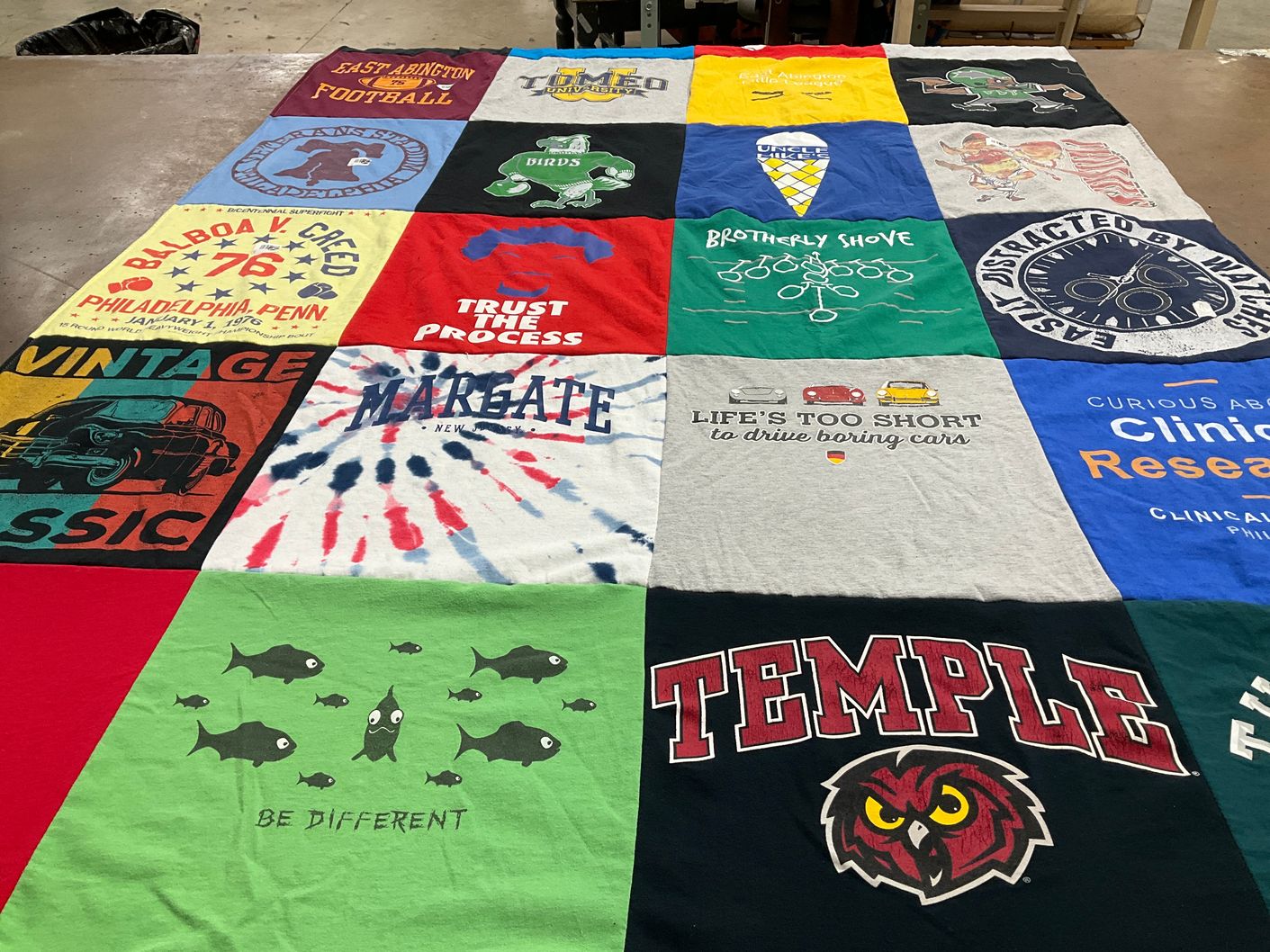 T-shirt quilt from temple university by Michael from PA