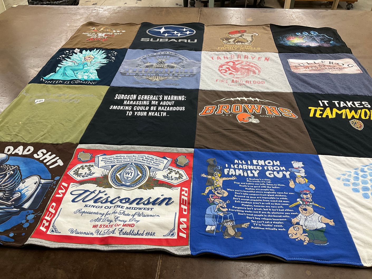 T-shirt quilt featuring cleveland browns football team by Maxwell from OH
