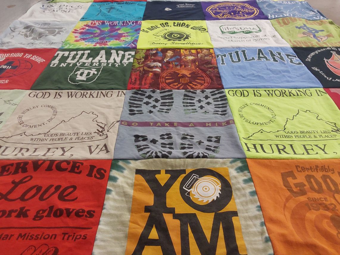 T-shirt quilt from tulane university by Laura from LA