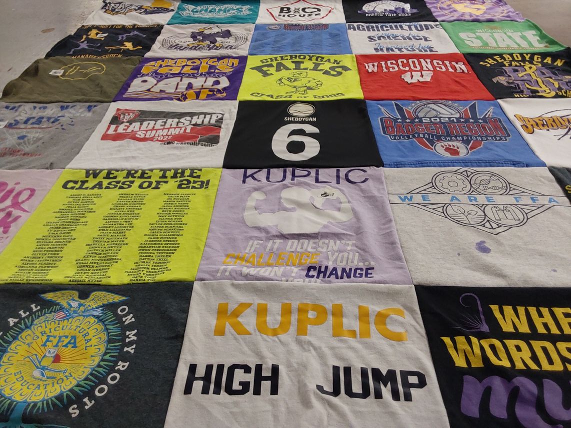 T-shirt quilt from sheboygan south high school by Nicole from WI