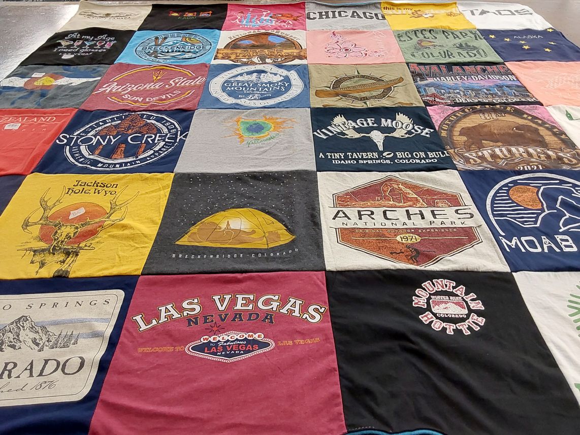 T-shirt quilt from arizona state university, university of wyoming by Nancy from OH
