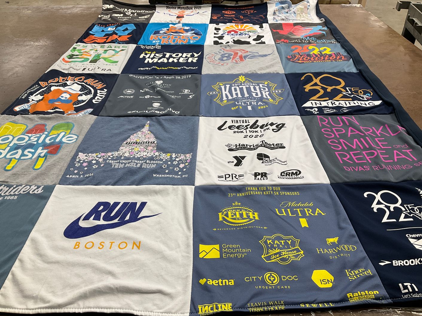 T-shirt quilt with running, events themes by Melanie from VA